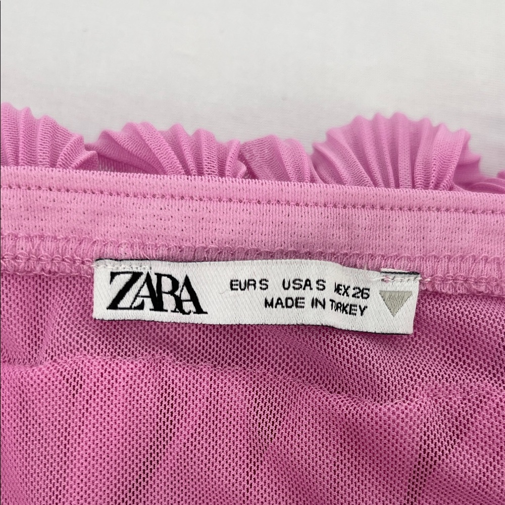 Zara pink ruffle tulle strapless crop top S party Barbiecore Y2K coquette - Picture 8 of 13